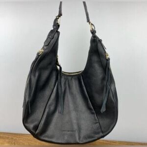 Aimee Kestenberg Corfu Pleated Hobo Bag in black leather